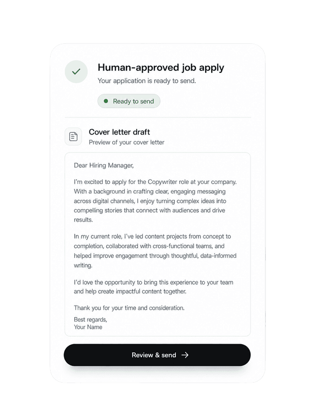 Human-approved send card